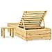 Lettino Prendisole E Tavolino In Legno Di Pino Impregnato - Foto miniatura 3
