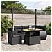 Set Divano da Giardino 6 pz con Cuscini Nero in Polyrattan - Foto miniatura 2