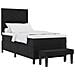 Letto a box spring con materasso e panca nera 100x200 cm tessuto - Foto miniatura 1