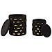 Set 2 Pouf Contenitore Shanty In Velluto Nero Con Fascia Dorata Ø37x42 E Ø28x35 Cm - Foto miniatura 7