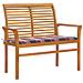 Panca Da Giardino Con Cuscino Rosso A Quadri 112 Cm Legno Teak - Foto miniatura 1