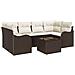 Set Divano da Giardino di 7 Pezzi  con Cuscini Marrone Polyrattan, Divano da Giardino a 2 Posti  con Cuscini Marrone Polyrattan - Foto miniatura 1