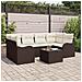 Set Divano da Giardino di 7 Pezzi  con Cuscini Marrone Polyrattan, Divano da Giardino a 2 Posti  con Cuscini Marrone Polyrattan - Foto miniatura 2