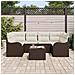 Set Divano da Giardino di 7 Pezzi  con Cuscini Marrone Polyrattan, Divano da Giardino a 2 Posti  con Cuscini Marrone Polyrattan - Foto miniatura 3
