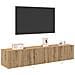 Mobile TV da Parete con Luci LED 2 pz Rovere Artigianale 80x35x31 cm - Foto miniatura 3