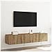 Mobile TV da Parete con Luci LED 2 pz Rovere Artigianale 80x35x31 cm - Foto miniatura 5