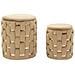 Set Di 2 Pouf Vkh873-beige-poliestere-37x37x42 Cm - Foto miniatura 1
