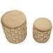 Set Di 2 Pouf Vkh873-beige-poliestere-37x37x42 Cm - Foto miniatura 2