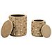 Set Di 2 Pouf Vkh873-beige-poliestere-37x37x42 Cm - Foto miniatura 6