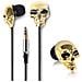 Auricolare Stereo In-ear Universale Per Ascolto Musica Teschio Gold - Foto miniatura 1