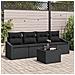 Set Divano da Giardino 5 Pezzi con Cuscini Nero Polyrattan - Foto miniatura 2