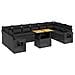 Set Divani da Giardino 11 pz con Cuscini in Polyrattan Nero - Foto miniatura 1