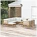 Set Salotto da Giardino 10pz con Cuscini Bianco Crema in Bambù - Foto miniatura 2