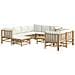 Set Salotto da Giardino 10pz con Cuscini Bianco Crema in Bambù - Foto miniatura 3