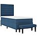 Letto a Box Spring con Materasso e Panchina Blu 80x200 cm Tessuto - Foto miniatura 8