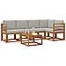 Set di divani da esterno 6 pcs Grigio Naturale e Chiaro - Foto miniatura 3