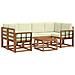 Set di divani da esterno con cuscino 7 pcs Naturale e Crema - Foto miniatura 1