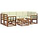 Set di divani da esterno con cuscino 7 pcs Naturale e Crema - Foto miniatura 3
