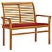 Panca da Giardino con Cuscino Rosso 112cm Teak Massello - Foto miniatura 1