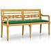 Panchina Batavia Con Cuscino Verde 150 Cm Legno Massello Teak - Foto miniatura 2