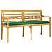 Panchina Batavia Con Cuscino Verde 150 Cm Legno Massello Teak - Foto miniatura 3