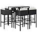 Set Bar Da Giardino 7 Pz Con Cuscini In Polyrattan Nero - Foto miniatura 2