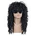 , Parrucca In Metallo Rocker Anni 70 E 80, Da Uomo, Lunga E Riccia, Nera, Da Festa, Per Costume Di Halloween, Parrucca Anime - Foto miniatura 1