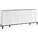 Credenza Vittorio, Madia Da Cucina A 6 Ante, Buffet Da Soggiorno, 100% Made In Italy, Cm 200x40h82, Bianco Lucido E Ardesia - Foto miniatura 2