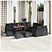Set di divani da giardino  14 pezzi con cuscini Polyrattan Nero Acacia, Divano da giardino  2 posti con cuscini Polyrattan Nero, Set da pranzo da giardino  4 pezzi con cuscini Polyrattan Nero Acacia - Foto miniatura 2