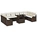 Set di Divani da Giardino da 11 Pezzi con Cuscini Marrone Polyrattan,  Divano da Giardino per 2 Persone con Cuscini Marrone Polyrattan - Foto miniatura 1