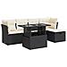 Set Divano da Giardino 6 pz con Cuscini Nero in Polyrattan - Foto miniatura 1