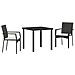 Set da Pranzo per Giardino con cuscino 3 pcs Nero Poly Rattan - Foto miniatura 1