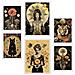 Set Di 6 Stampe Dipinto Decorativo Collage Surreale In Femminile Mistico Ed Esoterico Incorniciato Con Illustrazioni A3 & A4 Cornice Bianca - Foto miniatura 1