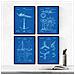 Set Di 4 Stampe Sfondo Blu Brevetto Elica Ancora Timone Barca A Vela Manifesti Con Invenzioni E Vecchi Brevetti Sport Acquatici Ed Senza Cornice A4 - Foto miniatura 1