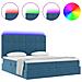 Letto con luci a strisce a LED Blu Scuro 200 x 200 cm Velluto - Foto miniatura 4