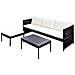 Set Divani da Giardino 3 pz con Cuscini in Polyrattan Nero - Foto miniatura 2