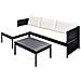 Set Divani da Giardino 3 pz con Cuscini in Polyrattan Nero - Foto miniatura 1