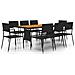 Set Da Pranzo Per Esterni 9 Pz In Polyrattan Nero - Foto miniatura 1