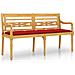 Panchina Batavia Con Cuscino Rosso 150 Cm Legno Massello Teak - Foto miniatura 2