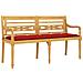 Panchina Batavia Con Cuscino Rosso 150 Cm Legno Massello Teak - Foto miniatura 3