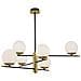 Lampadario Contemporanea Nostalgia Metallo Oro Opaco 6 Luci Diffusori Bianchi - Foto miniatura 1