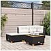 Sgabello Giardino con Cuscino Nero 63,5x56x32 cm in Polyrattan - Foto miniatura 6