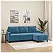 Divano a 3 Posti con Poggiapiedi Blu 180 cm in Velluto - Foto miniatura 2