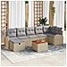 Set da Giardino 8 Pezzi con Cuscini Beige in Rattan Sintetico - Foto miniatura 2