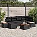 Set di divani da giardino in 7 pezzi con cuscini neri in polyrattan e acacia - Foto miniatura 2