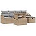 Set Divano da Giardino con cuscino 6 pcs Beige Poly Rattan - Foto miniatura 1