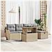 Set Divano da Giardino con cuscino 6 pcs Beige Poly Rattan - Foto miniatura 2