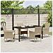 Set da Pranzo per Giardino con cuscino 5 pcs Beige Poly Rattan - Foto miniatura 4