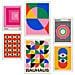 Set Di 6 Stampe Pittura Decorativa Bauhaus – Forme Geometriche In Colori Vivaci Incorniciate Con Illustrazioni A3 & A4 Cornice Bianca - Foto miniatura 1