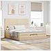 Struttura Letto Pouf con Materassi Crema 200x200 cm in Tessuto - Foto miniatura 3